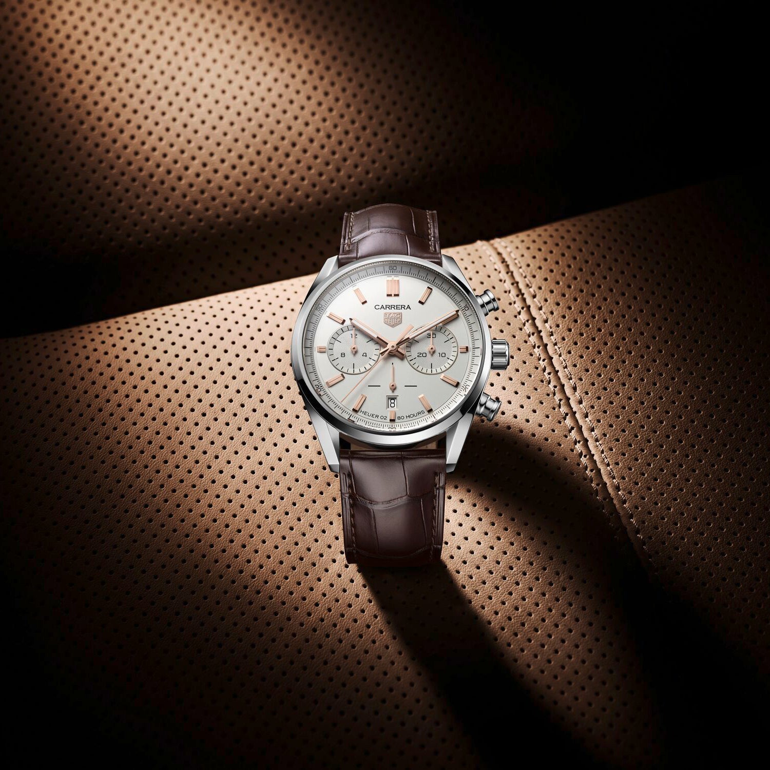 TAG Heuer Carrera Elegant Men's Calibre Heuer 02 Automatic Chronograph Watch on Leather Seat